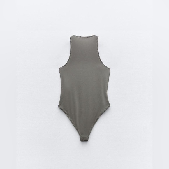NWT Zara Polyamide Halter Bodysuit in Dark Grey Size L - Picture 8 of 15